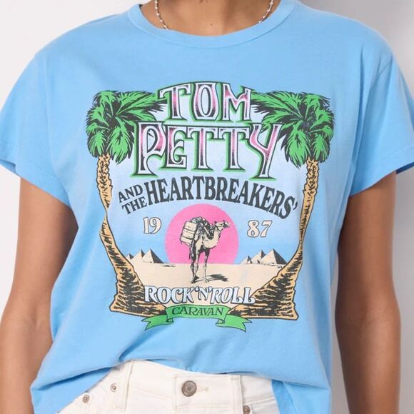 Daydreamer LA Tom Petty & The Heartbreakers Rock N Roll Caravan Tee Vintage Blue - Picture 1 of 7